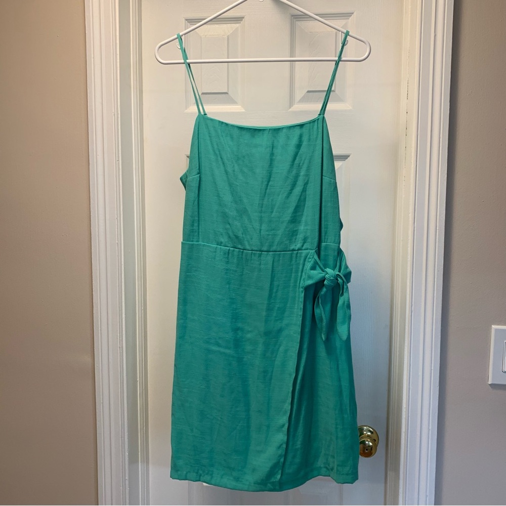 Teal Spaghetti Strap Above Knee Dress